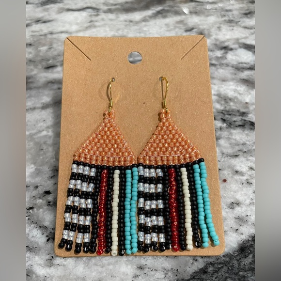 Abstract Handmade Beaded Earrings - Picture 1 of 1